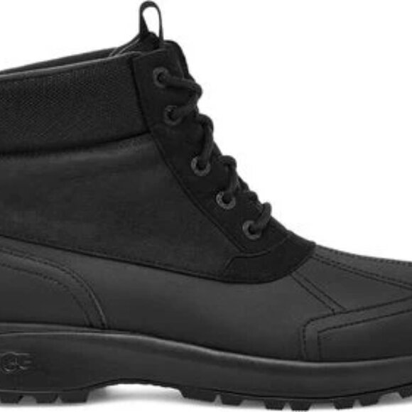 NEW MENS SIZE 11 BLACK UGG EMMETT 1115834 LEATHER WATERPROOF WINTER DUCK BOOTS - Picture 14 of 15